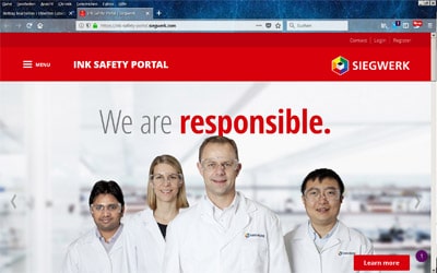 Screenshot Siegwerk Ink Safety Portal