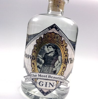 Das Siegeretikett Schneewittchen Gin von InForm Etiketten gewann den MPS Award in Gold 