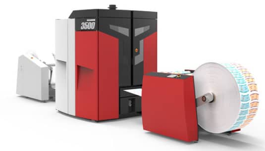 Die Xeikon 3500 bei Labo Print, eingerichtet für die Produktion von Papierbechern (Quelle: Xeikon) 