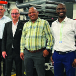 Pascal Aengenvoort (Rotocon-Verkaufsleiter), Roger Meierhofer, (Pantec Senior Area Sales Manager), Michael Aengenvoort (Rotocon Group CEO), Dawrian Salies (SA Litho General Manager) und Glen Witbooi (SA Litho National Sales Manager) Quelle: Rotocon