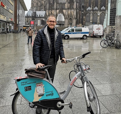 Außendienst ohne Auto. Da muss Martin Voigt dann schonmal auf das Fahrrad zurückgreifen (Quelle: Martin Voigt)