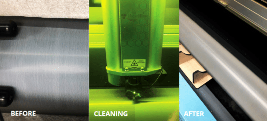Reinigung einer Rasterwalze mit einem Laser (Quelle: Grafitex)