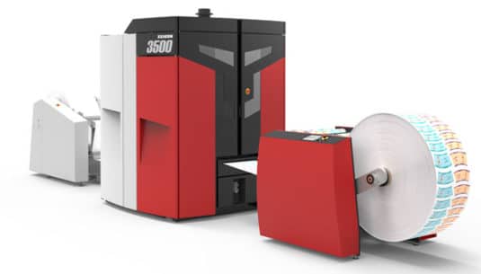 Die Xeikon 3500 bei Labo Print, eingerichtet für die Produktion von Papierbechern (Quelle: Xeikon)